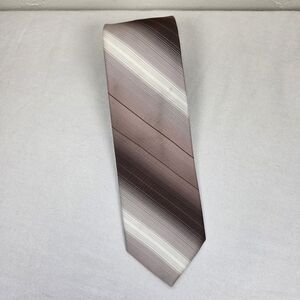 Vintage Jacques Corbeau Men’s Neck Tie – Brown Tan Striped – 1970s/80s Polyester